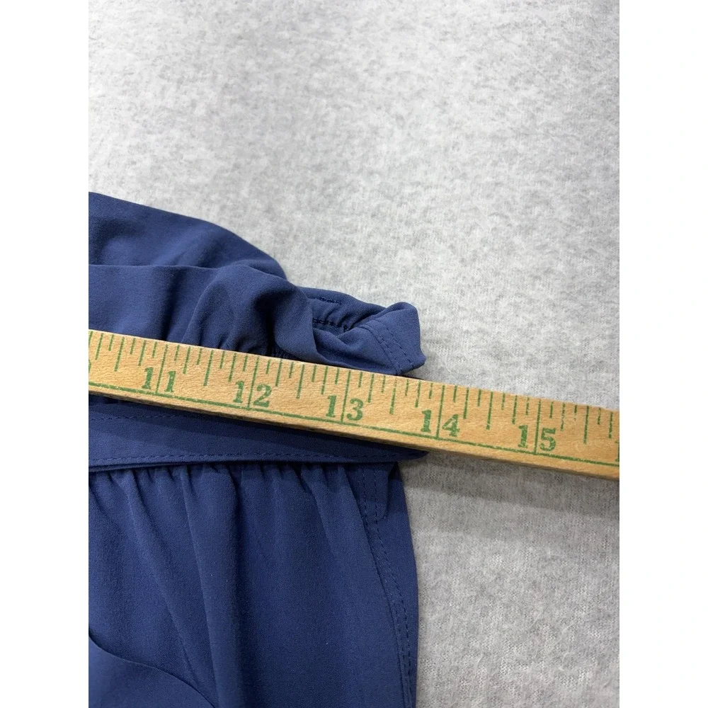 Athleta Ankle Pants Womens 2 Blue Paperbag Waist Belted Pockets Stretch Travel